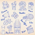 Hand Drawn Movie Icon Set Royalty Free Stock Photo