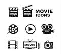Hand drawn movie icon set isolated on white Royalty Free Stock Photo