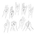 Hand drawn mudra, wise of fingers. Vector illistration of yoga. Royalty Free Stock Photo