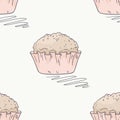 Hand drawn muffin seamless pattern