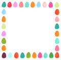 Hand drawn multicolor Easter eggs frame background