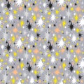 Hand drawn multicolor night starry sky stars shapes seamless abstract pattern beautiful fashion style.