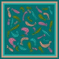 Hand drawn multicolored pattern with fishes. Perfect for stole, shawl, poster and print. Doodle vector illustration