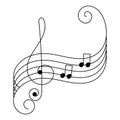 Hand drawn Music concert festival. Doodle vector background. Musical note, treble clef Royalty Free Stock Photo