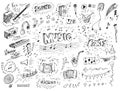 Hand drawn music doodles illustration