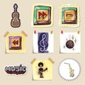 Hand drawn music emblems set. Isolated Royalty Free Stock Photo