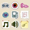 Hand drawn music emblems set. Isolated Royalty Free Stock Photo