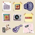 Hand drawn music emblems set. Isolated Royalty Free Stock Photo