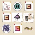 Hand drawn music emblems set. Isolated Royalty Free Stock Photo