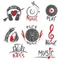 Hand drawn music logos and emblems