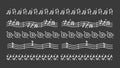 Hand Drawn Music Notes Audio Divider Set Text Separator Decoration Element Collection Black Background Royalty Free Stock Photo