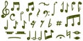 Hand drawn music notes doodle icon set isolated on white background Royalty Free Stock Photo