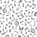 Hand drawn music notes seamless pattern. Musical bcakground. Royalty Free Stock Photo