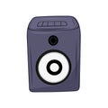 Hand drawn Music speaker icon. Cartoon illustration of music speaker vector icon on white background. Royalty Free Stock Photo