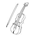 Hand drawn Musical instruments. Beautiful Violin in doodle Style Isolated on White Background