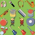 Hand drawn musical instruments icon set Royalty Free Stock Photo