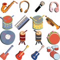 Hand drawn musical instruments icon set on white Royalty Free Stock Photo