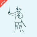 Hand drawn Musketeer cartoon design vector flat isolated illustration