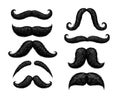 Hand drawn mustache. Old-fashioned curly Hipster bushy mustaches, vintage facial hair barber styles and retro gentleman symbol Royalty Free Stock Photo