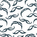 Hand drawn mustache seamless pattern