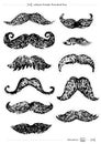 hand-drawn mustaches set, collection Printable Photo Booth Prop, vector