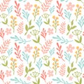 Hand drawn naive abstract floral print. Cute flowers pattern. Royalty Free Stock Photo