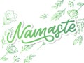 Hand drawn Namaste lettering. Indian greeting, Hello in Hindi. Stylish cursive handwriting, modern calligraphy. Isolated