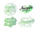 Hand drawn Namaste lettering. Indian greeting, Hello in Hindi. Stylish cursive handwriting, modern calligraphy. Isolated