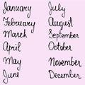 Hand drawn Names days of months