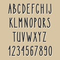 Hand drawn narrow alphabet
