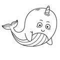 Hand drawn narwhal character illustration Royalty Free Stock Photo