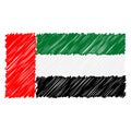 Hand Drawn National Flag Of United Arab Emirates Isolated On A White Background. Vector Sketch Style Illustration. Royalty Free Stock Photo