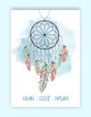 Hand drawn native american dream catcher beads vector image. Royalty Free Stock Photo