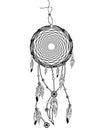 Hand drawn native american dreamcatcher with feathers. Royalty Free Stock Photo