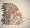 Hand Drawn Native American Indian Headdress. Royalty Free Stock Photo