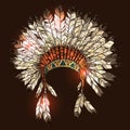 Hand Drawn Native American Indian Headdress Royalty Free Stock Photo