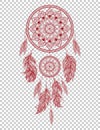 Hand drawn Native American Indian talisman dreamcatcher with feathers. Vector hipster illustration . Royalty Free Stock Photo