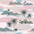 Hand drawn nature island on sweet pastel mood seamless pattern,for decorative,fashion,fabric,textile,print or wallpaper