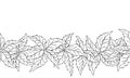 Hand drawn nature seamless pattern with virginia creeper leaves.
