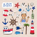 Hand drawn Nautical Elements Royalty Free Stock Photo