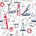 Nautical icon set. Vector pattern Royalty Free Stock Photo