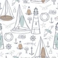 Nautical icon set. Vector  pattern Royalty Free Stock Photo