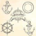 Hand drawn nautical illustrations.