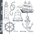 Hand drawn nautical illustrations.