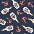 Hand drawn nautical seamless pattern. Royalty Free Stock Photo