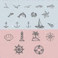 Hand drawn nautical set Royalty Free Stock Photo