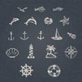 Hand drawn nautical set Royalty Free Stock Photo