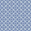 Hand drawn navy blue tile. Vector azulejo pattern. Traditional Lisbon style, Arabic Floral Mosaic. Mediterranean