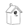 Hand drawn nesting boxes doodle. Birdhouse in sketch style. Vector illustration isolated on white background. Royalty Free Stock Photo