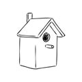 Hand drawn nesting boxes doodle. Birdhouse in sketch style. Vector illustration isolated on white background. Royalty Free Stock Photo